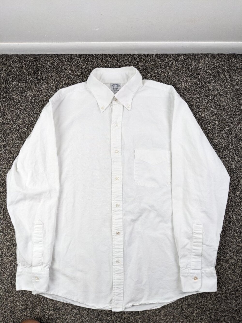2023 Brooks Brothers OCBD Dress Shirt Oxford White Long Sleeve 15.5 33 USA Made